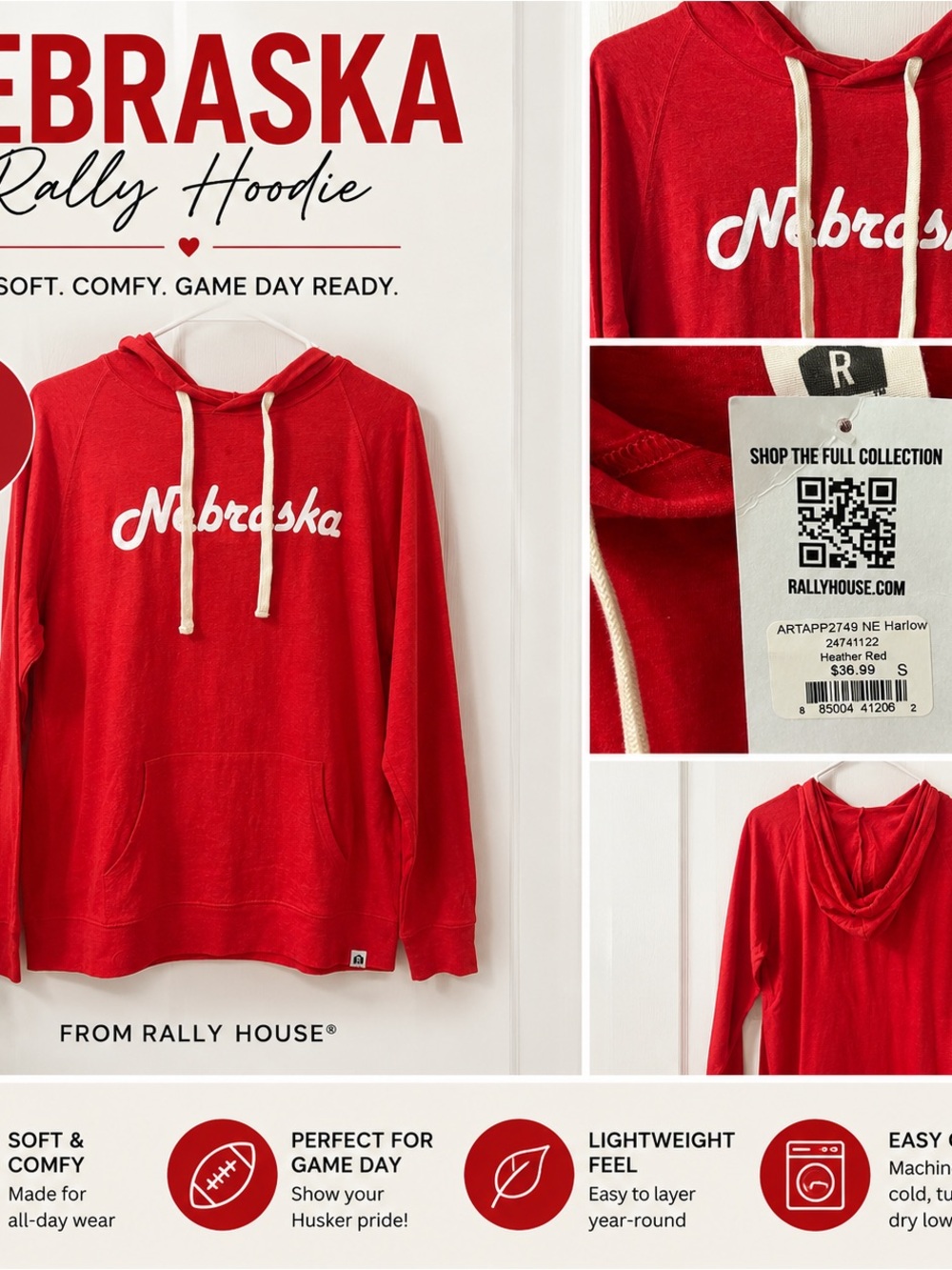 Nebraska Red Pullover Hoodie